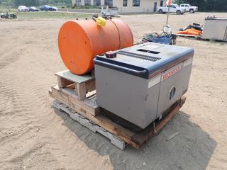 Honda Model EX5D 120/240V Silent Diesel Generator c/w Diesel Fuel Tank, 30 In. X 24 In. x 24 In. Showing 6450Hrs *Note: Fuel Tank Hooked Up To Generator, No Battery, Runs*