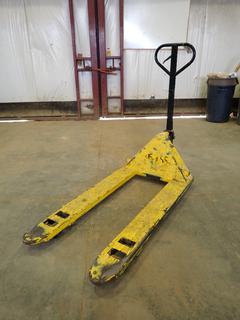 Model IBT55 5500lb Cap. Pallet Jack w/ 27In. Forks, Heavy Duty Thrust Plate, Ergonomic Handle, Adjustable Push Rods  (S-1-3)