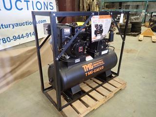 Unused TMG Industrial Model TMG-GAC40 40-Gal 2-Stage Air Compressor w/ Loncin 302cc Gas Engine And 175PSI Max Pressure. SN H3019230239  (Z)