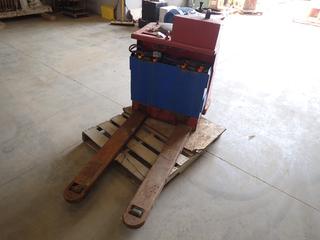 Lansing Bagnall Ltd. Model P0E54.120 24V 4500lb Cap. Ride On Pallet Jack c/w 4Ft. Forks And Battery, SN 79032800, *Note: No Key, Running Condition Unknown*