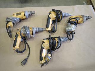 Qty of (4) Dewalt DW272 120V VSR Drywall Screwdrivers, c/w Dewalt DW276 120V VSR Deck/Drywall Screwdriver *Note: Working Condition Unknown*  (L-2-2)