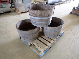 Qty of (3) Half Barrel Planters, 27 In. x 27 In. X 17 In.