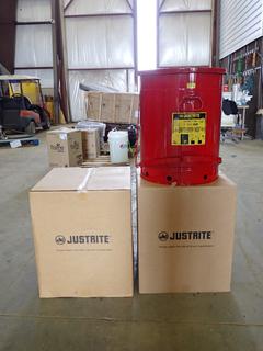 (2) Justrite 21-Gal Oily Waste Cans, 18.375 In. X 23 7/16 In.  (T-3-3)