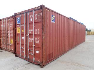 2007 40 Ft. 9ft 6in High Cube Storage Container. SN FCIU8355671 *Note: Board Cracked On Floor, Located Offsite @ 20412 118A Ave NW Winterburn, For More Info Contact Shazeeda @ 780-721-4178*