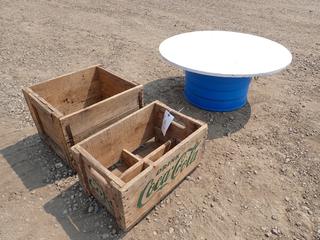 Custom Bult Table c/w (2) Storage Crates, 33 1/2In. X 33 1/2 In. x 14 1/2In.  (Row 4)