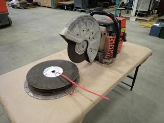 Speedi Cut SC7314 14 In. Cut Off Saw c/w Qty of Cut Off Blades And (1) 14 In. Diamond Blade. SN 5800469  (T-5-1)