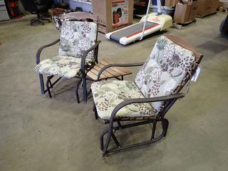 2-Piece Outdoor Chair Set w/ Attached Table And Cushions