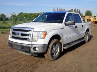2013 Ford F150 XLT 4X4 Crew Cab Pickup c/w 3.5L Eco Boost, V6, A/T And 265/70R17 Tires. Showing 342,705kms. VIN 1FTFW1ET9DFD28005 *Note: Windshield Cracked, Cracked Rear Bumper, Rust Around Wheel Wells*