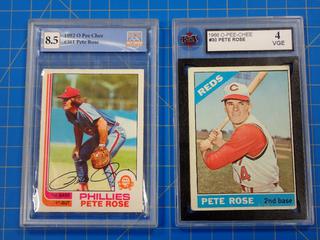 1982 O-Pee-Chee, Phillies, Pete Rose Basball Card, #361, Graded 8.5, 1966 O-Pee- Chee Reds, Pete Rose, #30 Baseball Card