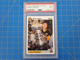 1991 Upper Deck French, Mario Lemieux, #156 Card, Rated 9 Mint