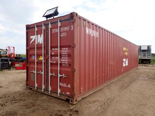 2004 40 Ft. Storage Container c/w Wired For Power, Shelving And Ceiling Lights. SN ZCSU2519973