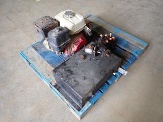 Honda GX 390 Engine w/ Key c/w 3-Spool Hydraulic Valve, Hydraulic Tank And (2) Hydraulic Pumps