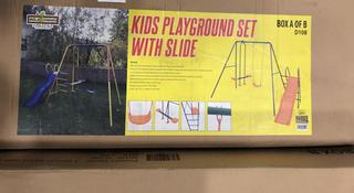 Unused Kids Playground Set W/ Slide Swing Set Model: D108 **Located Offsite At 15222 135 Ave, Edmonton Call Chris For More Information 587-340-9961**