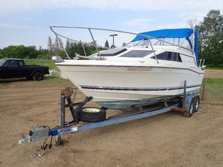 Bayliner Ciera 2155 Cabin Cruiser w/ Volvo Penta 225D 5.7L V8, Stainless 4 Blade Prop, Lowrance LCX-15 GPS, Hummingbird 561 Fish Finder, 2 way Radio Showing 686 Hrs,  HIN BLBB58SJ01844 C/w Coast T/A Bunk Trailer w/ Surge Brakes, 205/75R14, Bearing Buddies, Spare Tire, VIN 1C9AB21T5ECB15005 *Note: Runs As Per Consignor, Starter May Need Replacement*









