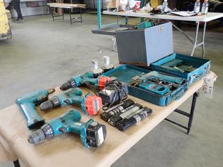 Qty Of Assorted Makita Cordless Drills c/w Battery Chargers And Batteries *Note: Working Condition Unknown*       (K-2-3)