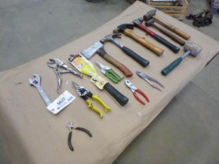 Qty Of Hammers, Cutters, Adjustable Wrench, Pliers And Assorted Hand Tools