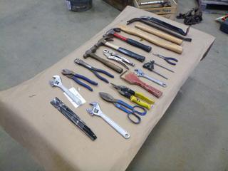 Qty Of Cutters, Hammers, Replacement Handles, Adjustable Wrenches, Vise Grips And Assorted Hand Tools