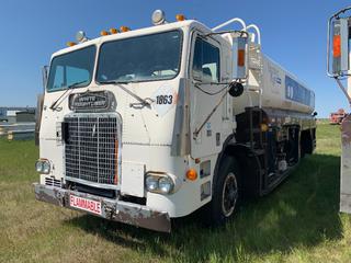 1979 White Freightliner WFL6364 T/A Fuel Truck, C/w Detroit Diesel DDE6L71N Eng, 10-Speed Eaton Fuller, Spring Susp, 12R22.5 Tires, 3-L 300GPM Fuel Filter, 52,997 KM, Showing 4,817 Hrs,  VIN CL413HV159052 **Note: Previously Used At Airport For Jet Fuel, Loadout By Appointment, Item Located Offsite Near Viking, Contact Chris For More Info 587-340-9961**