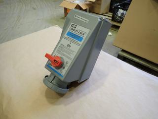 Unused Hubbell HBL4100MI9W Circuit-Lock 240 VAC Disconnect Switch w/ 100 Amp, 3 Phase and 25 H.P.  (F-1)