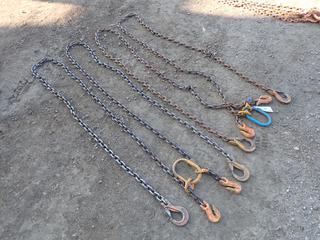 (2) 3/8 In. 2-Leg Lifting Chains w/ Hooks, 13 Ft. 1 In. Reach, 12300 W.L.L. SN SS61577-2 and SN SS32553