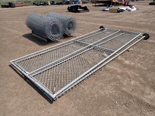 (2) Phoenix Fence Chain Link Rolling Gates, 180 In. X 2 In. X 77 In. c/w  72 In. Rolls Of Chain Link  *Note: Lengths Unknown*  (West Fence)