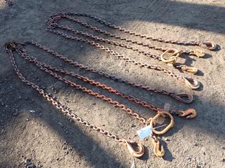 (2) Super Slings Inc. 3/8 In. 2-Leg Lifting Chains w/ (2) Grab Hooks, 13 Ft. 1 In. Reach, 12,300lb W.L.L. SN SS32433 and SN SS32432