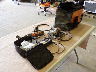 Ridgid R8223404 12V Multi-Tool c/w Ridgid R2400 120V Compact Router, DeWalt DCB 107 Charger and (1) Ridgid Bag, *Note: Working Condition Unknown*