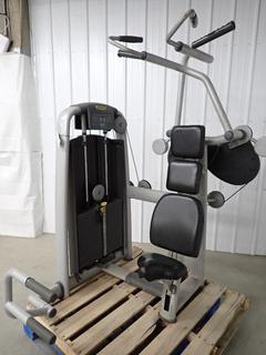 Technogym 2SC Vertical Traction/Lat Pulldown w/ 250lb. Weight Stack, S/N M97130-ALKL, *Rip In Seat* (WH)