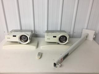 (2) Epson 410W Power-Lite Projectors c/w Wall Mount. (9-L-1)