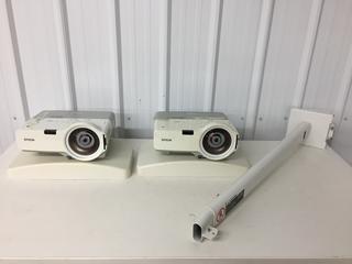 (2) Epson 410W Power-Lite Projectors c/w Wall Mount. (9-L-1)