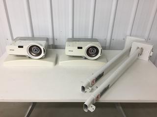 (2) Epson 410W Power-Lite Projectors c/w Wall Mounts. (9-L-1)