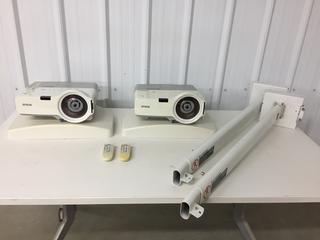 (2) Epson 410W Power-Lite Projectors c/w Wall Mounts. (9-L-1)