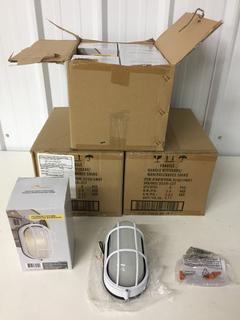 (3) Boxes of Galaxy 305014WHT Aluminum Marine Light w/ Guard, White w/ Frosted Glass, 4 1/4 in W x 8 3/8 in H x 3 5/8 in L, (6) Lights Per Box, Unused. (4-D-3)