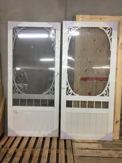 (2) Colonial Elegance DCC-36V "Deerglen" Screen Doors, 36 in x 80 in x 1 in, Some Damage. (WH)