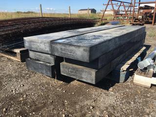 (6) Solid Rubber Matts, 4 in x 14 in x 80 in Each. Used For Pavement Protection w/ Tracked Equipment.