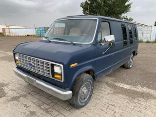1984 Ford Econoline E150 Van c/w 5.8L V/8 Gas, Auto, A/C, Dual Fuel Tanks, 235/75R15 Tires, Showing 188,593 Kms, VIN 1FDEE14G9EHA26301