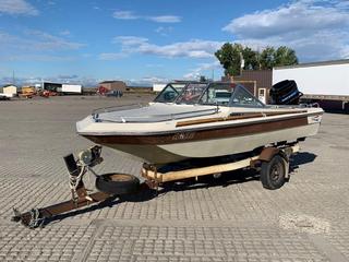 Thunder Craft Magnum 160SS 16ft Tri-Hull Ski Boat c/w Mercury 80 HP, Power Trim, Eagle 6100 Fish Finder, S/A Trailer, 2in Ball, 155/80R13 Tires, Boat S/N TCT05132M78E, Key, Plug, Fish Finder & Manual In Office.