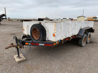 1991 Howse 16ft T/A Deck Utility Trailer c/w Wood Side Walls, 2 5/16in Ball, Spare Tire, 225/75R15 Tires, VIN 1H9FS2024ML179142