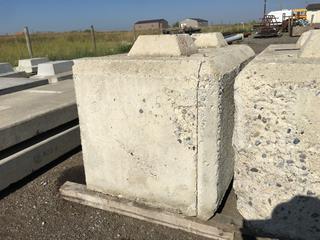 Concrete Lego Block Barrier, Approximately 30in x 60in x 36in H.