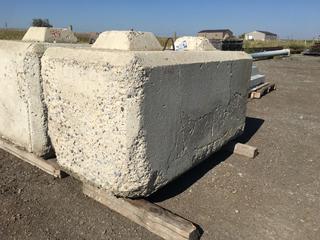 Concrete Lego Block Barrier, Approximately 30in x 60in x 36in H.