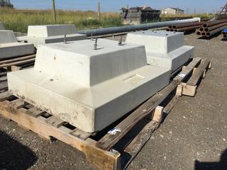 (2) Sign Concrete Bases, Approximately 34in x 27in x 13in H w/ 5 Bolt Pattern Anchor Holes.