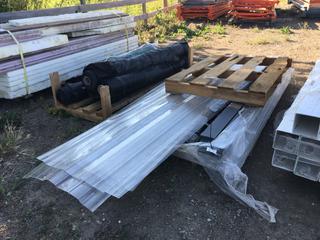 Quantity of Clear Corrugated Plastic Sunroom Sheets 2ft x 10ft x 6in and Steel Framework.