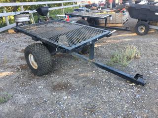 Tow Behind Garden Dumping Cart w/ Steel Grate Deck, Approximately 34in x 48in.