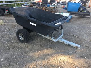 Lifetime Tow Behind Garden Cart w/ Plastic Dump Box, Approximately 32in x 48in x 12in.