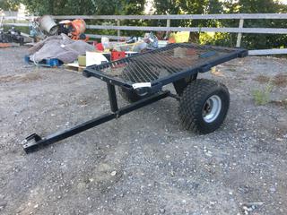 Tow Behind Garden Dumping Cart w/ Steel Grate Deck, Approximately 34in x 48in.