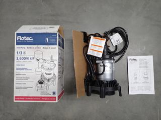 Flotec FPZSS33V, 1/3Hp, 3600 Gal/Hour Sump Pump. (3-C-2)