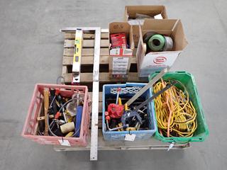 Quantity of Assorted Extension Cords, C-Clamps and Hand Tools. (3-D-3)