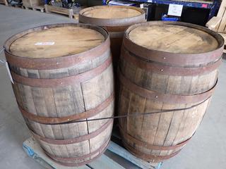 (3) Wooden Barrels 35in x 21-1/4in D. (WH)