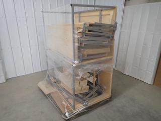 Quantity of Metal Display Racking w/ (2) Wood/Metal Tables, 52 in x 31 1/2 in x 30 in. (WH).