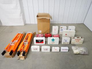 Quantity of First Aid Kits w/ Contents, (2) Stretchers, Unused. (4-M-3)